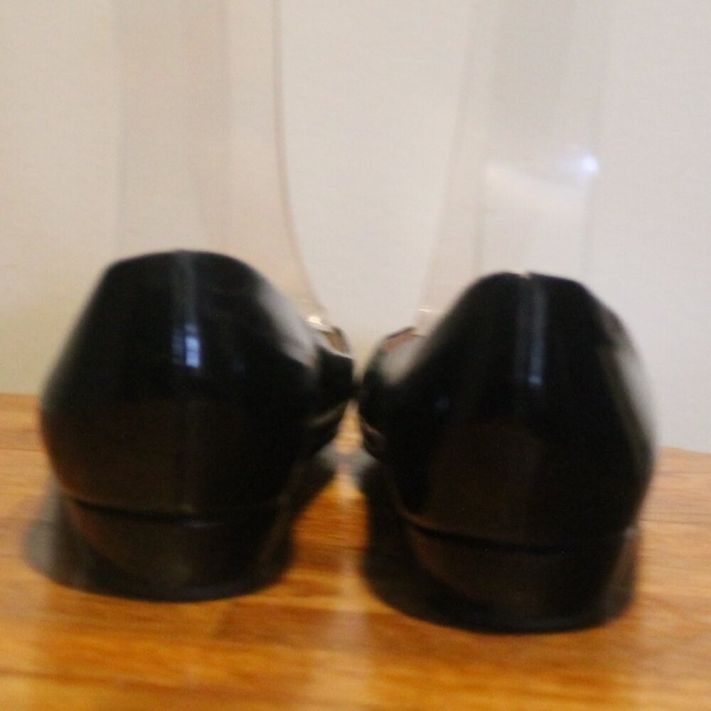 $238 Walin & Wolff Italy Black Patent Mini Wedge Flats Shoes 38  7.5 - Picture 5 of 6